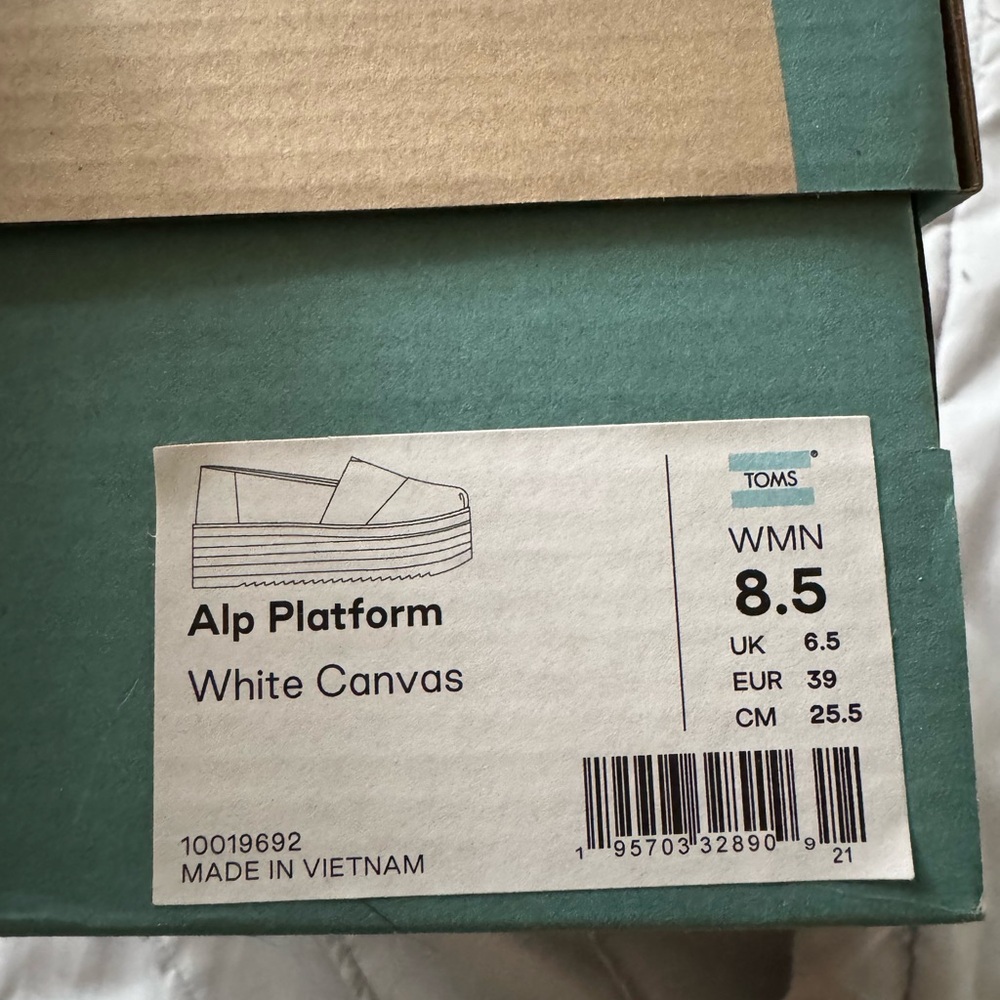 Toms Alpargatas White and Pink Platform Slip-Ons 8.5 - NWT - Picture 9 of 9